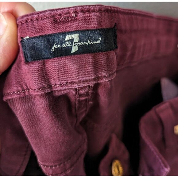 7 FOR ALL MANKIND Denim Skinny Colored Maroon Red Women's 30 - Picture 4 of 6